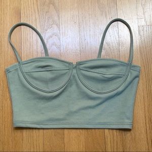 Green crop top with bustier outline
